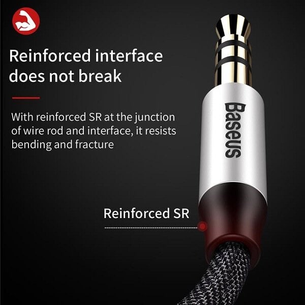 Baseus 3ft /1M 3.5mm Aux Auxiliary Cable Male to Male Audio Stereo Cord Baseus 3ft /1M 3.5mm Aux Auxiliary Cable Male to Male Audio Stereo Cord